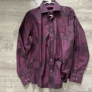 Dark Purple Bugatchi Shirt Size M Classic Fit